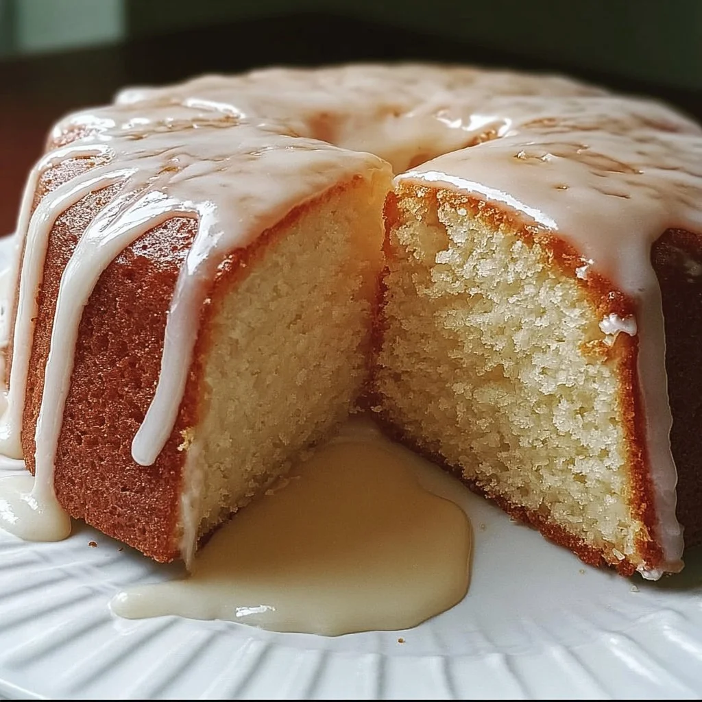 Delicious Vanilla Buttermilk Pound Cake with Cream Cheese Glaze