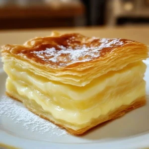 Delicious Vanilla Custard Puff Pastry Cake with creamy layers and flaky texture