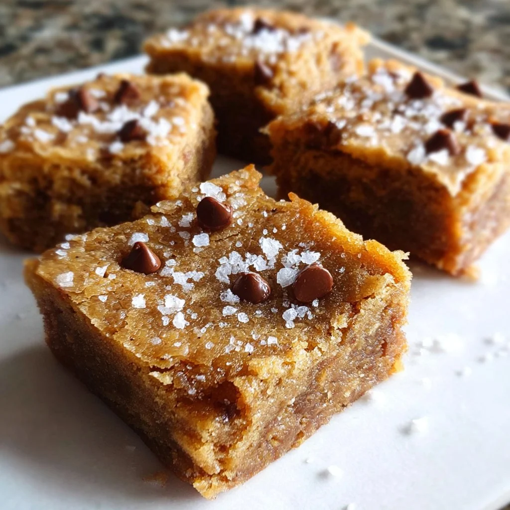 Vegan gluten-free blondies fresh out of the oven in a baking dish