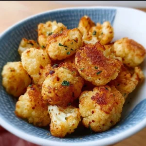 Crispy 4-ingredient cauliflower pops ready to serve as a healthy snack.