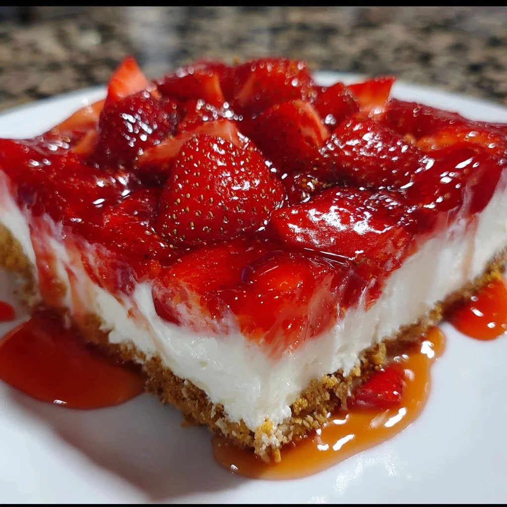 Delicious strawberry pretzel salad with layers of pretzel crust, cream cheese, and strawberries.