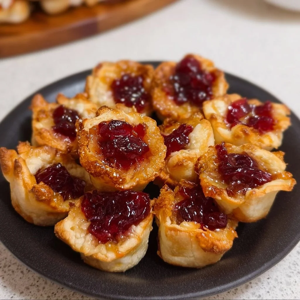 Delicious Air Fryer Cranberry Brie Bites, golden and gooey appetizer