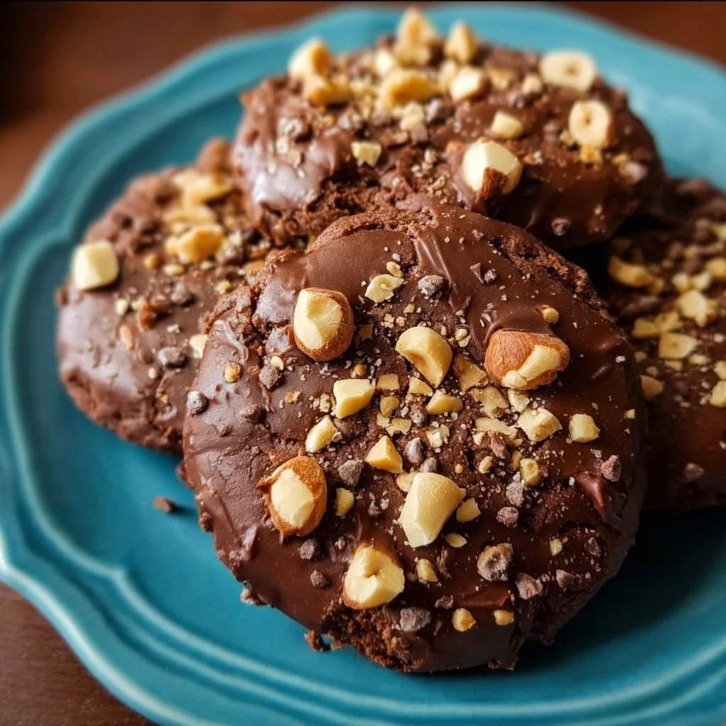 Delicious Chocolate Hazelnut Crunch Cookies with rich chocolate and crunchy hazelnuts
