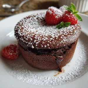 Low-fat chocolate soufflé served in elegant ramekins