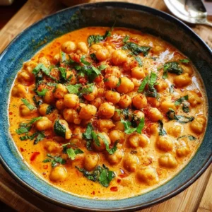 Creamy harissa chickpeas dish with vibrant spices and flavors