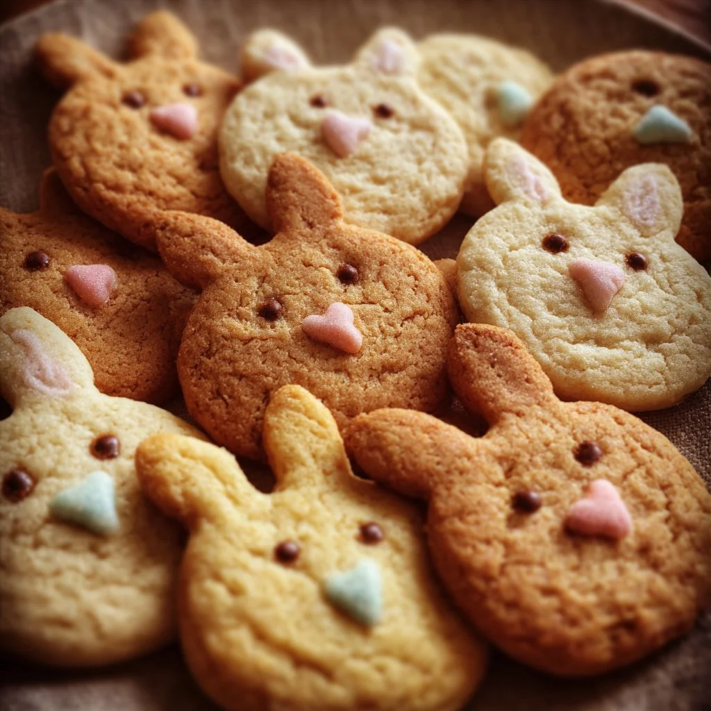 Easter brown sugar cookies decorated with colorful icing and sprinkles