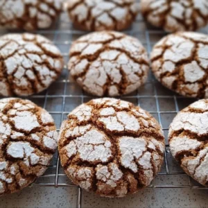Delicious gingerbread crinkle cookies on a festive holiday plate