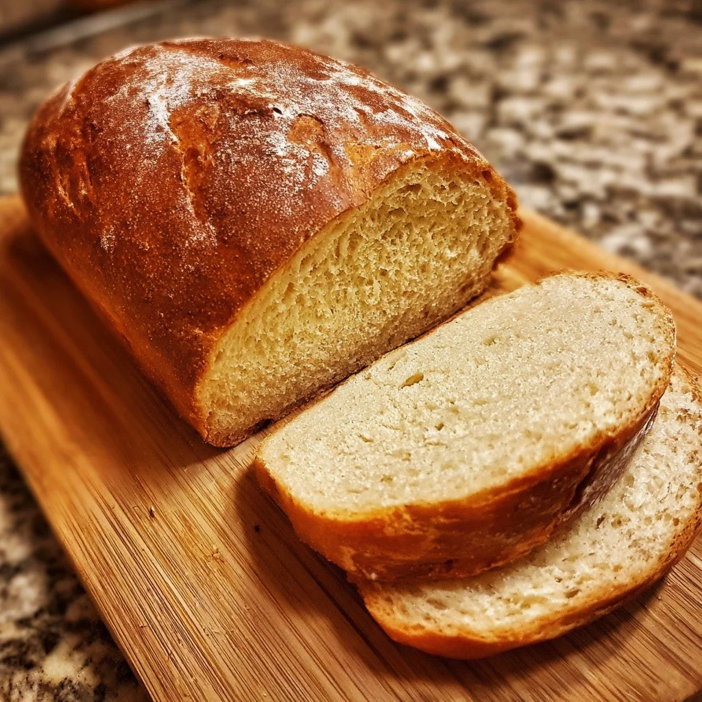 Freshly baked gluten-free bread loaf on a wooden table