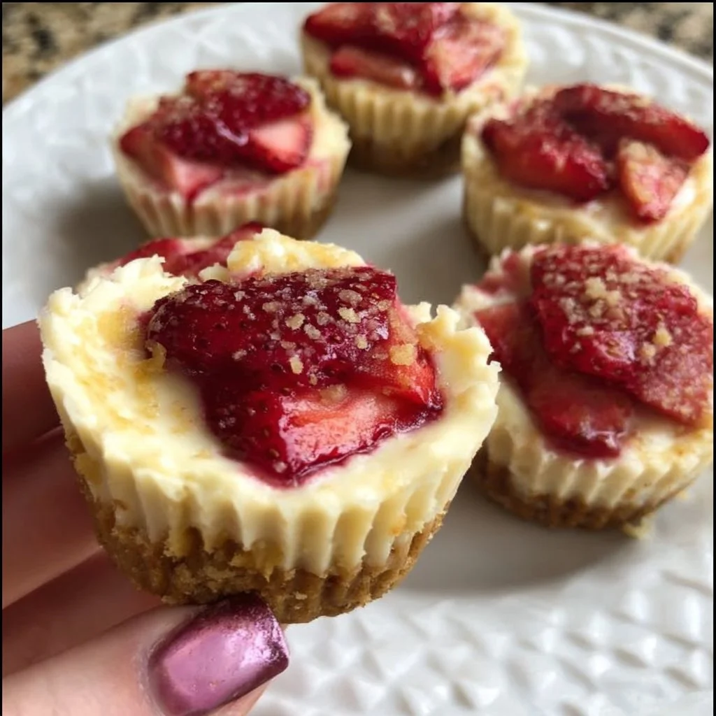 Healthy strawberry cheesecake bites high in protein