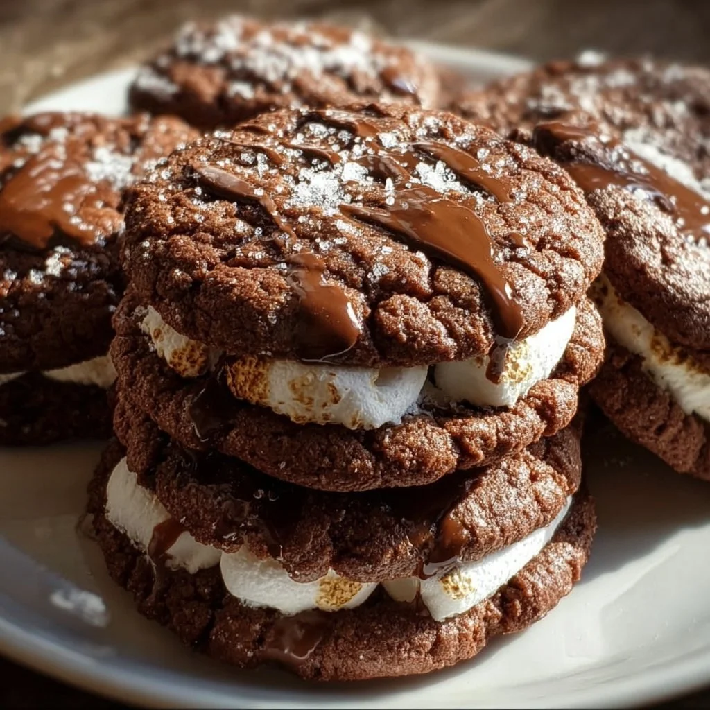 Homemade Nutella marshmallow cookies fresh out of the oven