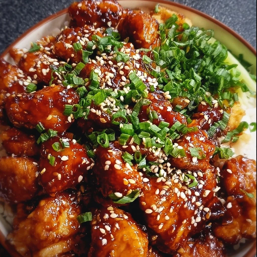 Hot Honey Chicken Bowl with vibrant vegetables and honey glaze