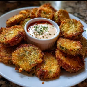 Crispy air fryer fried pickles served with dipping sauce