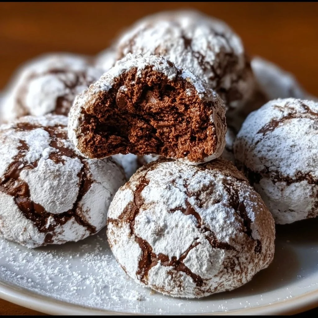 Irresistible chocolate snowball cookies dusted with powdered sugar