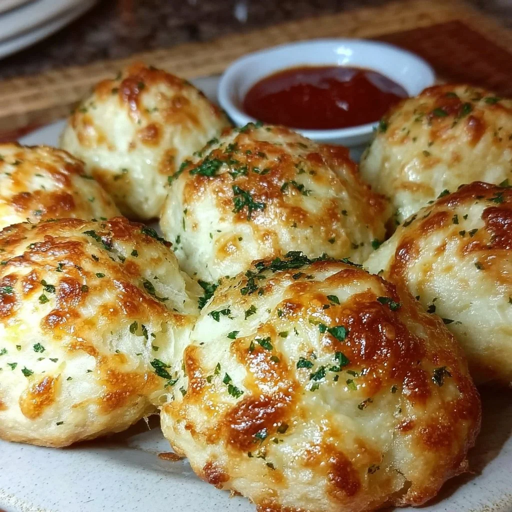 Irresistible garlic butter cheese bombs with melted cheese