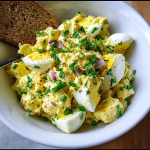 Healthy high protein egg salad made with Greek yogurt for a nutritious lunch