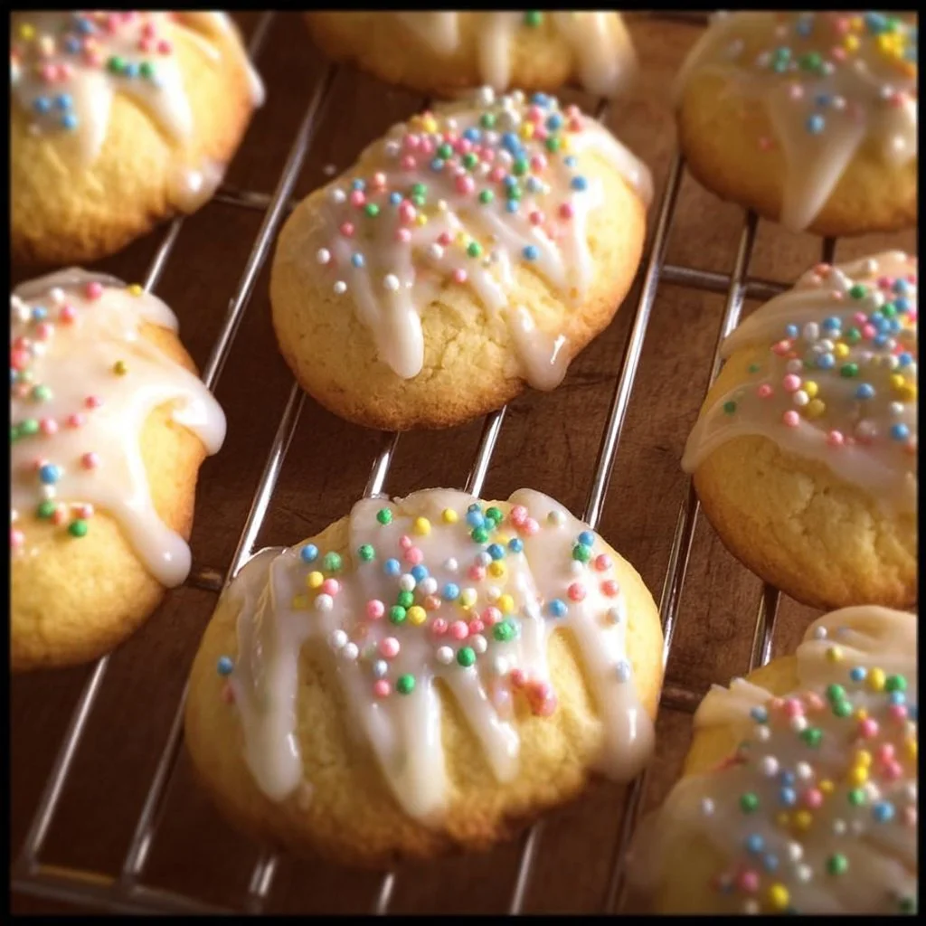 A plate of colorful Italian Easter Cookies decorated for the holiday celebration.