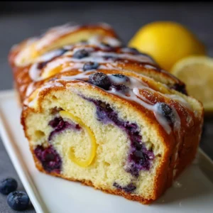 Delicious Lemon Blueberry Babka with a golden crust and blueberry filling