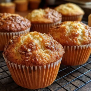 Delicious bakery-style muffins fresh from the oven with a golden brown top.