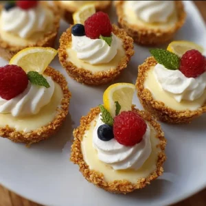 Mini no-bake lemon cheesecake tarts garnished with citrus zest
