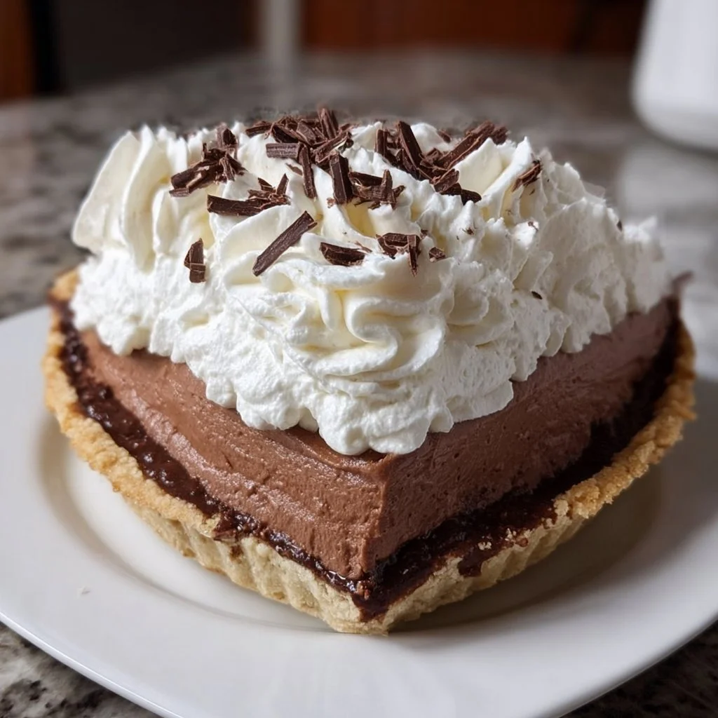 Delicious Mississippi Mud Pie with creamy chocolate filling and a glossy topping