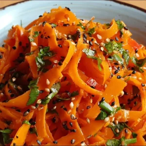 Colorful Asian Carrot Salad with fresh vegetables and a tangy dressing