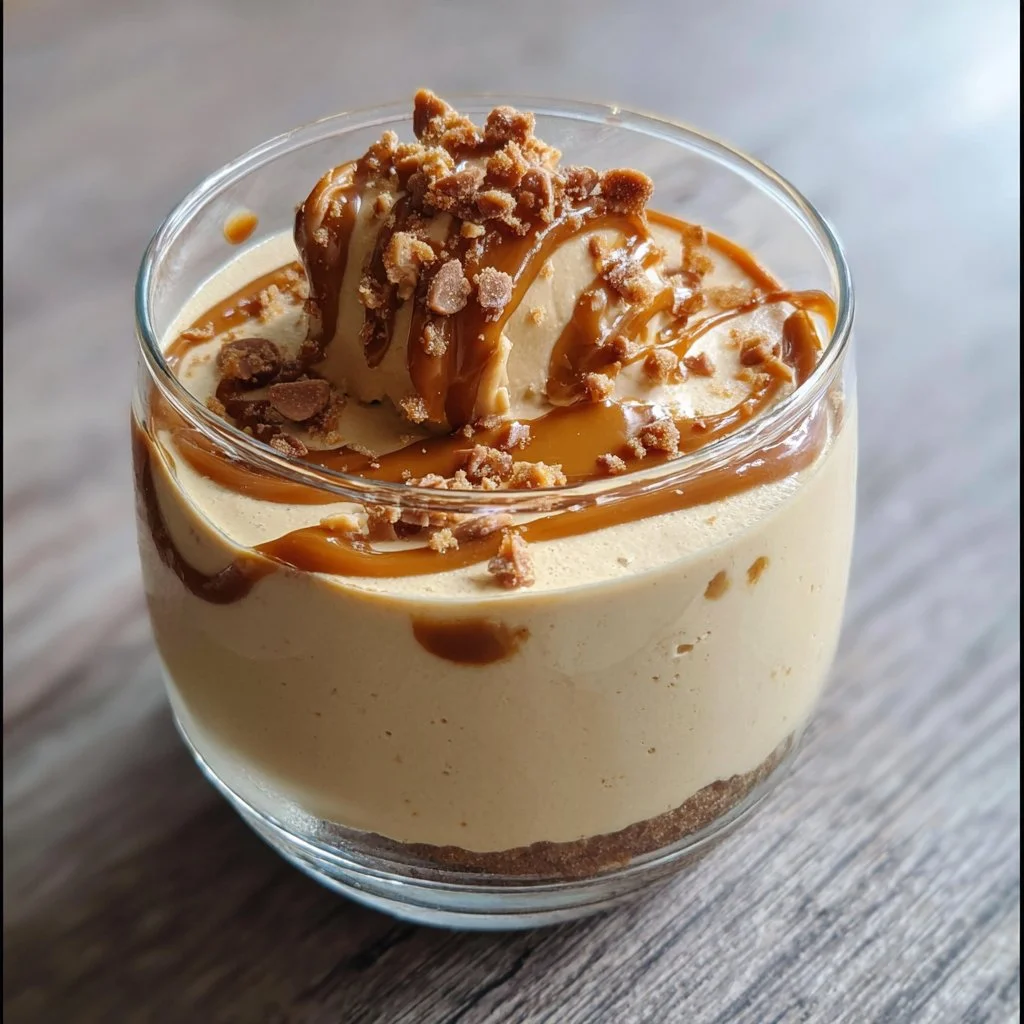 Delicious peanut butter mousse served in a dessert cup