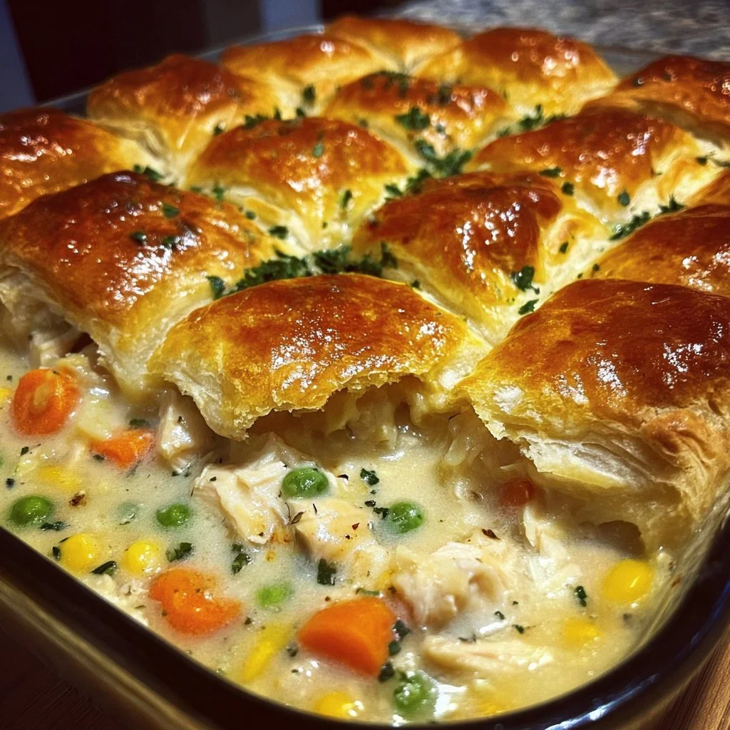 A hearty chicken pot pie casserole perfect for quick dinners.