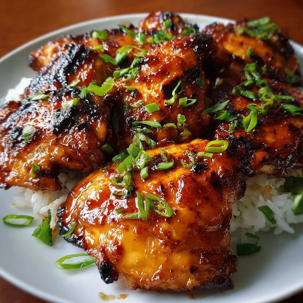 Delicious Quick Huli Huli Chicken served with grilled vegetables