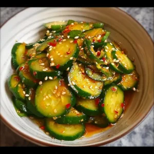 Easy Asian cucumber salad with fresh vegetables and a tangy dressing