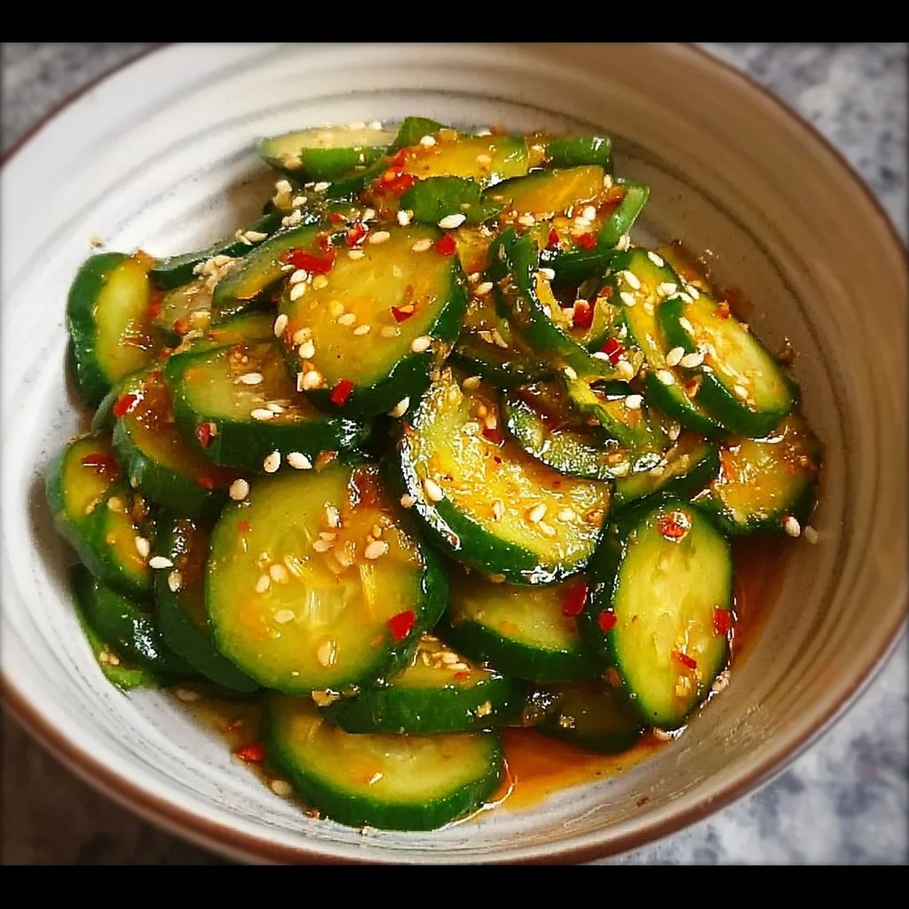 Easy Asian cucumber salad with fresh vegetables and a tangy dressing