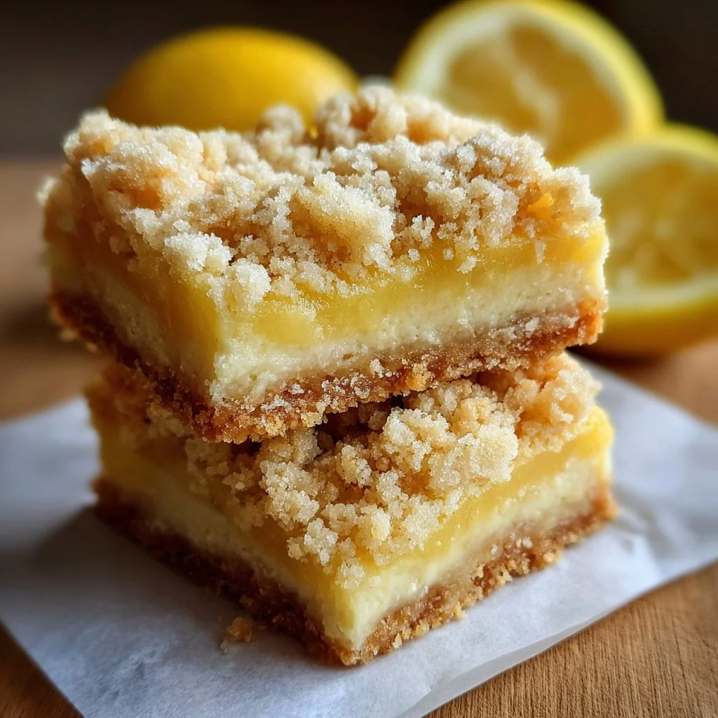 Delicious refreshing lemon crumb bars topped with a crumbly crust.