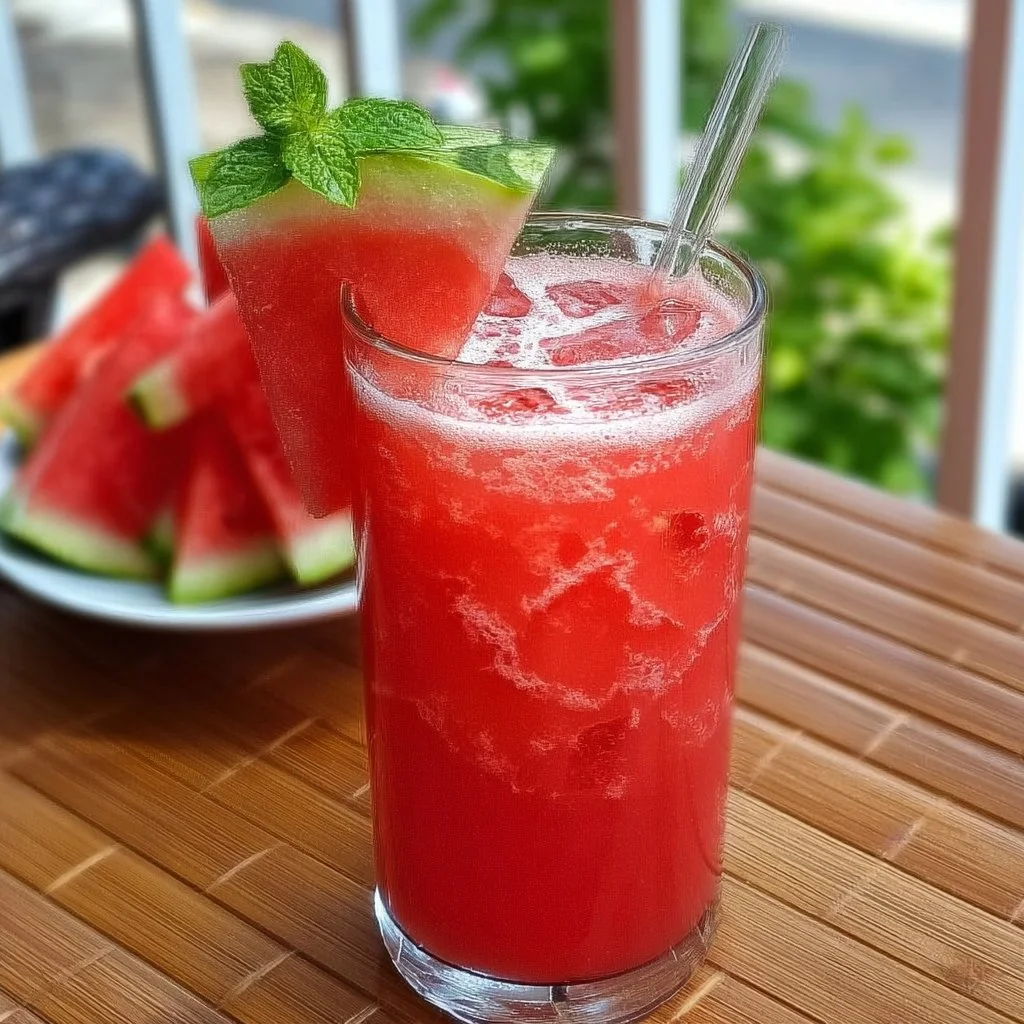 Refreshing watermelon agua fresca in a glass with mint leaves