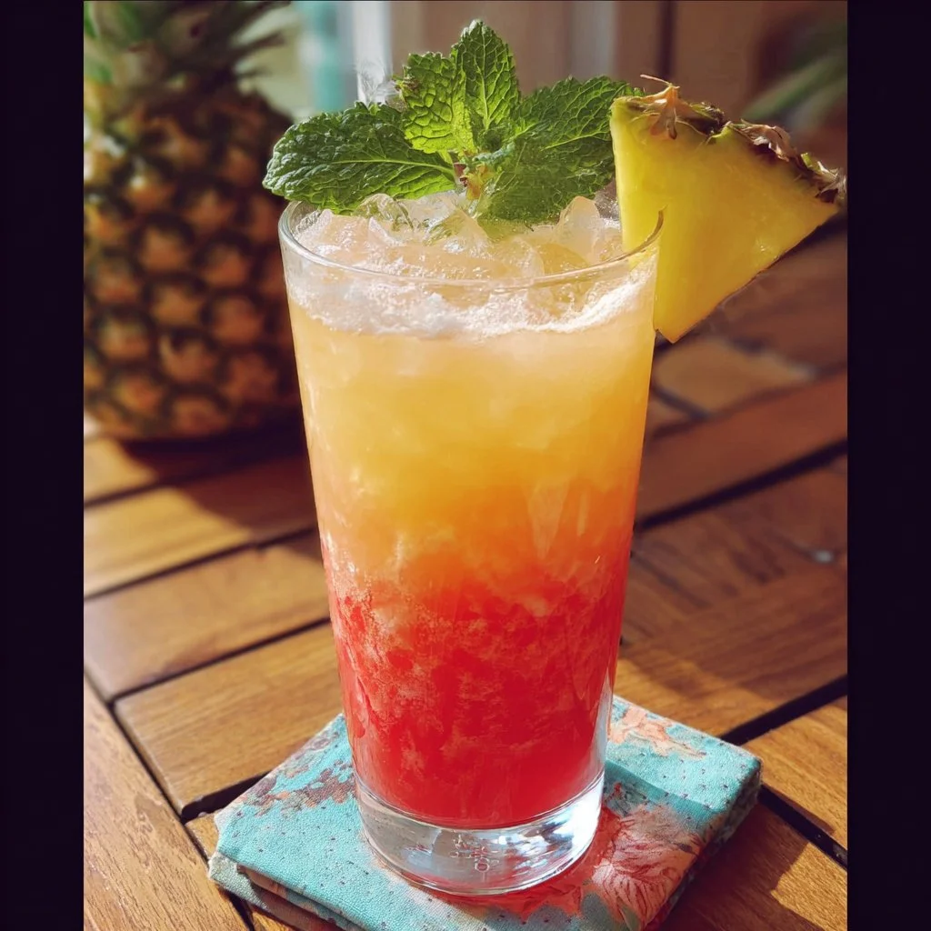 Refreshing Lava Flow Drink cocktail with vibrant tropical colors