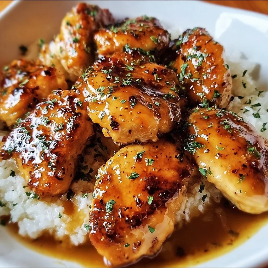 Delicious brown sugar garlic chicken served with veggies on a plate