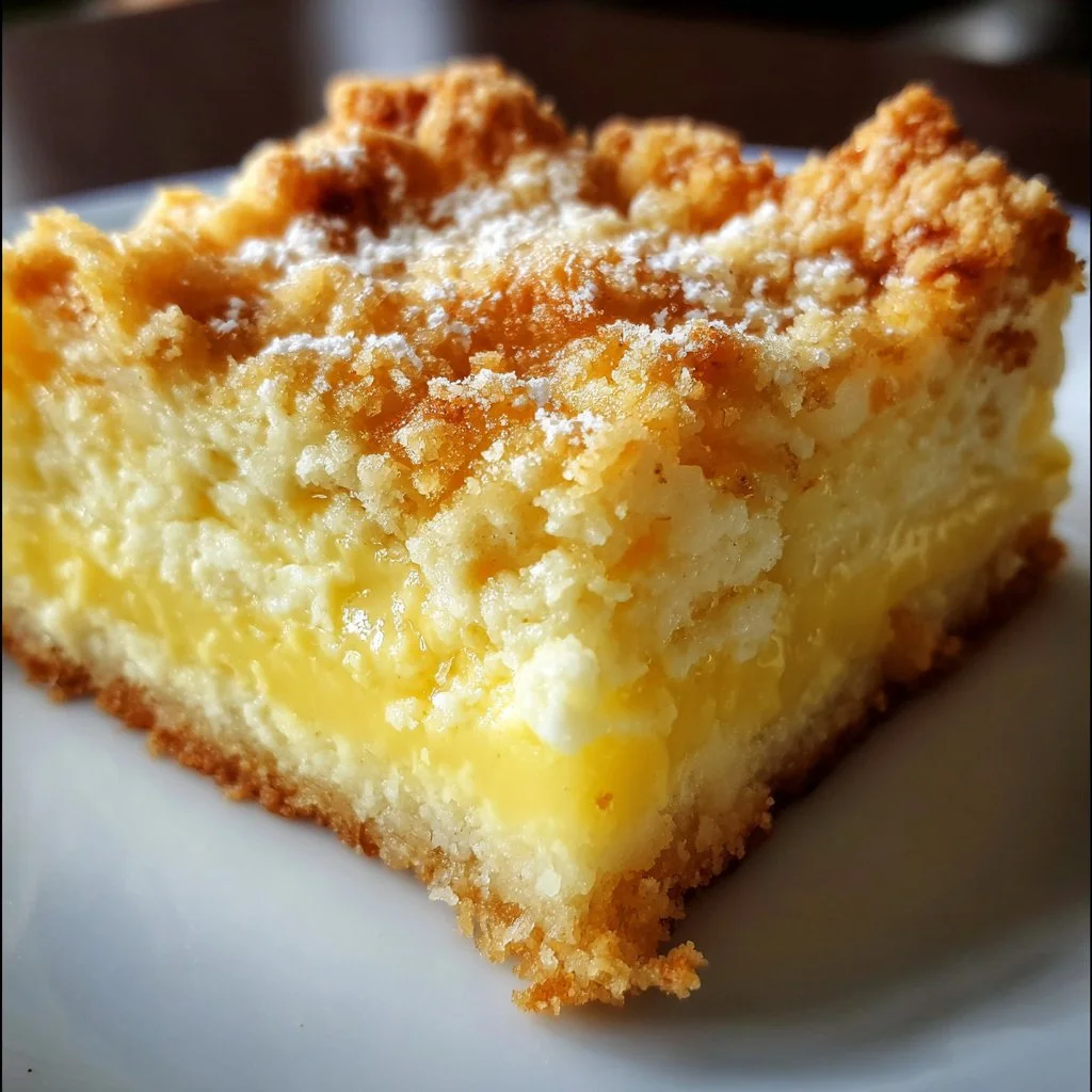 Tangy lemon cream cheese dump cake with a rich buttery crust