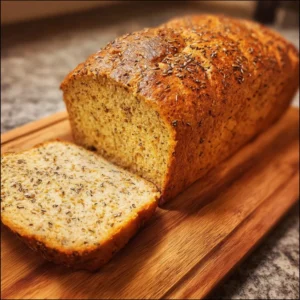 Freshly baked Vegan Lentil Bread with herbs and spices