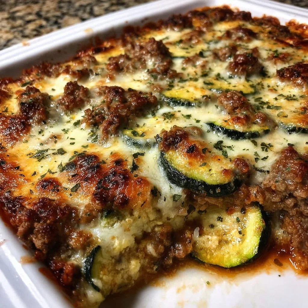30-minute ground beef zucchini bake low carb dish