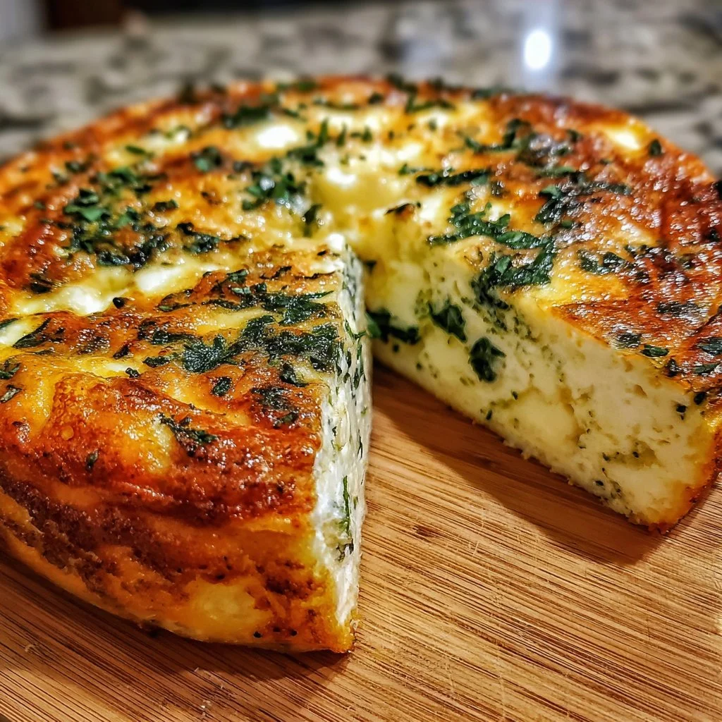 5-star crustless quiche with cottage cheese and spinach on a plate