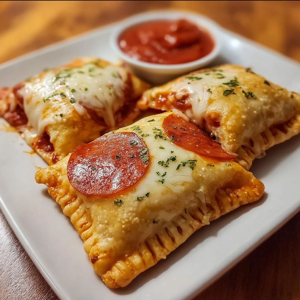 Air Fryer Pepperoni Pizza Pockets ready to enjoy