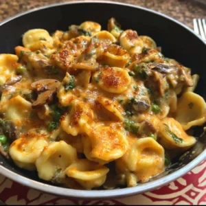 Baked Orecchiette served with Forest-style Sauce in a rustic dish