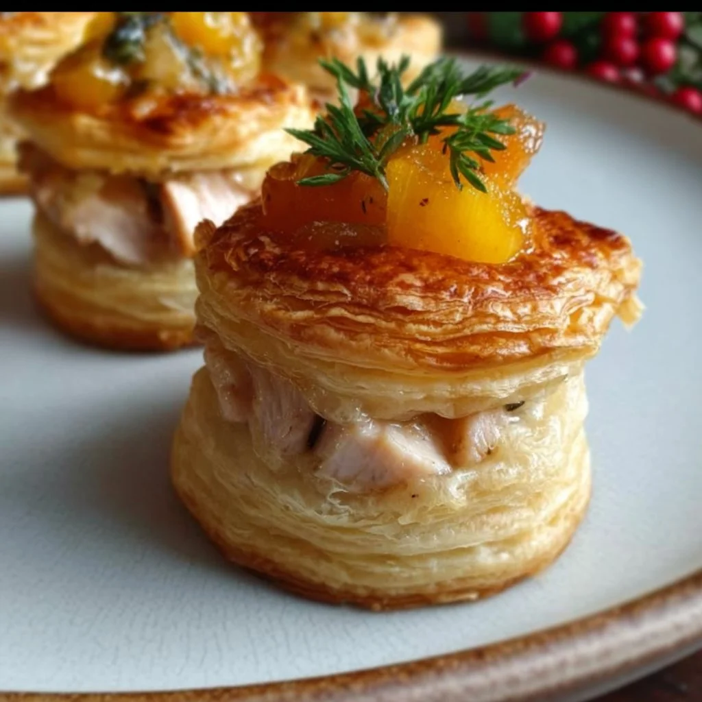 Delicious Vol-au-Vent pastries filled with festive ingredients for Christmas dinner