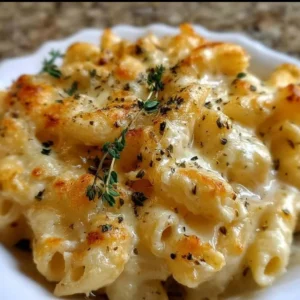 Creamy Brie Mac and Cheese served in a bowl with a crispy topping