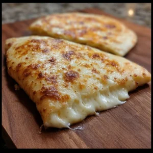 Delicious cheese stuffed flatbread with melted cheese filling