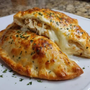 Delicious Chicken Alfredo Calzones air-fried to crispy perfection.