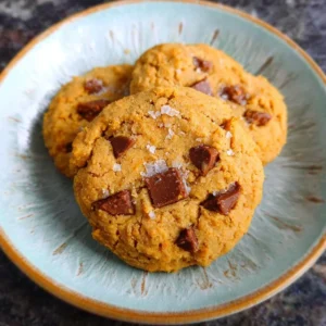 Homemade chickpea cookies displayed on a plate with chocolate chips