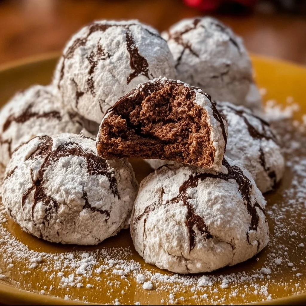 Delicious Chocolate Snowball Cookies dusted with powdered sugar