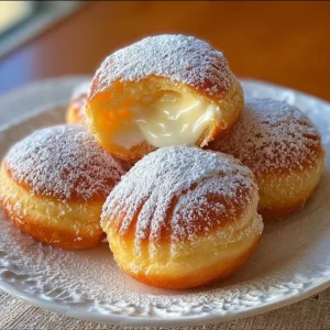 Fresh cream-filled Bomboloni topped with sugar