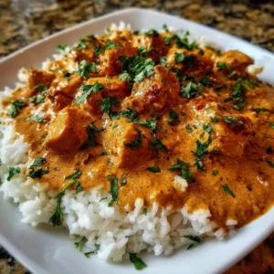 Crockpot creamy coconut chicken tikka masala served in a bowl