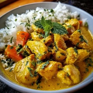 Crockpot Thai Yellow Curry Chicken prepared with fresh ingredients