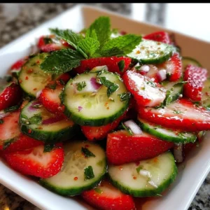 Fresh Cucumber Strawberry Salad with vibrant colors and healthy ingredients